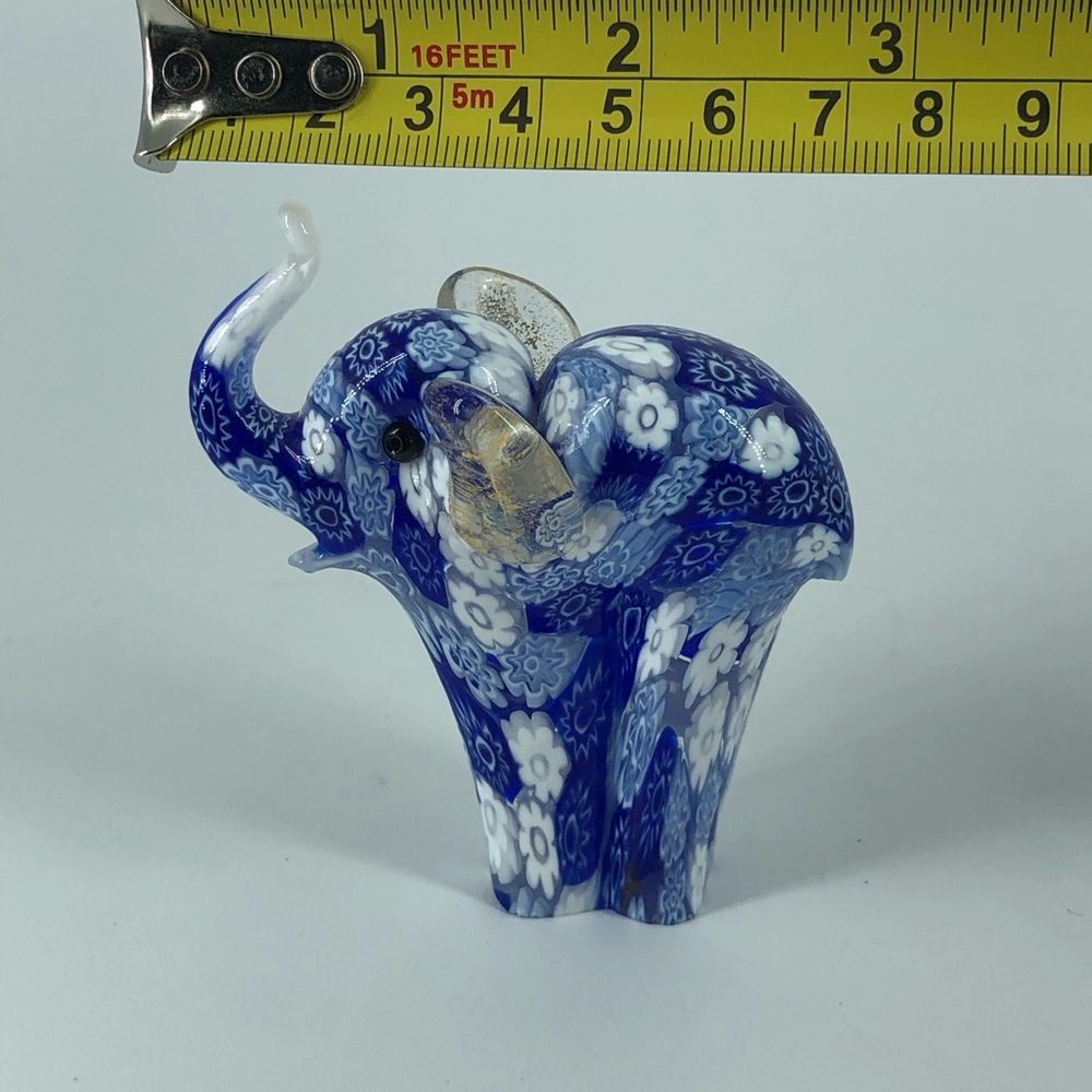 Murano Hand-Blown Millefiori & Gold Aventurine Glass Elephant Figurine - Picture 9 of 10